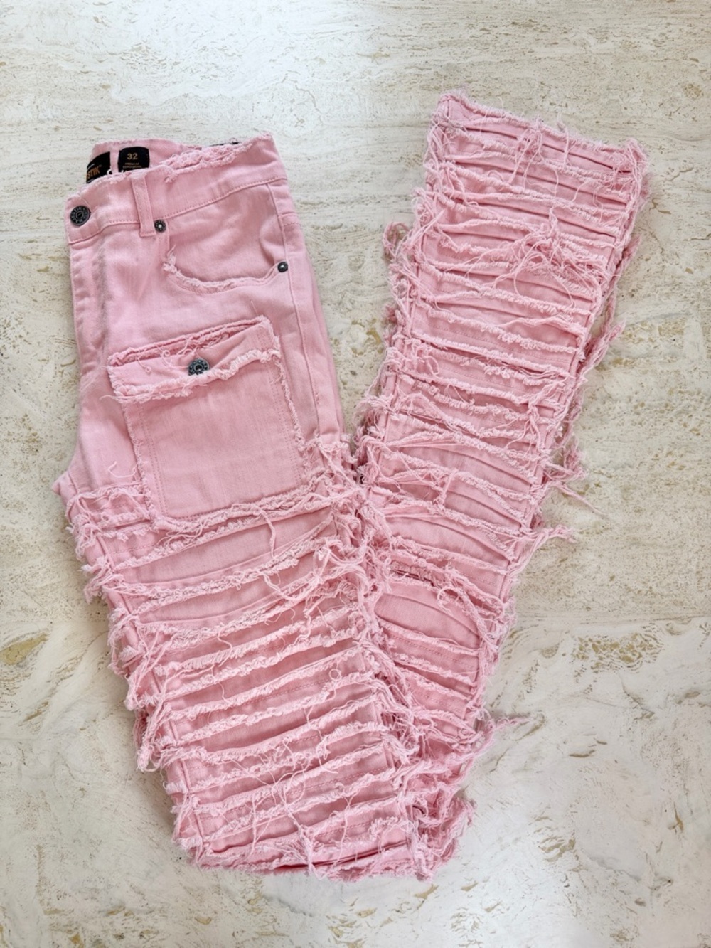 MAJESTIK NIRVANA FRAYED SUPER STACKED PINK Men’s 32